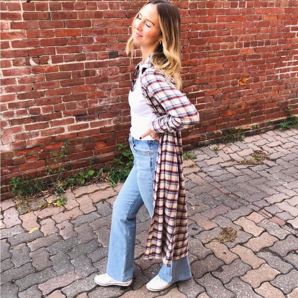 Free People Long Plaid Shirt - Picture 2 of 6